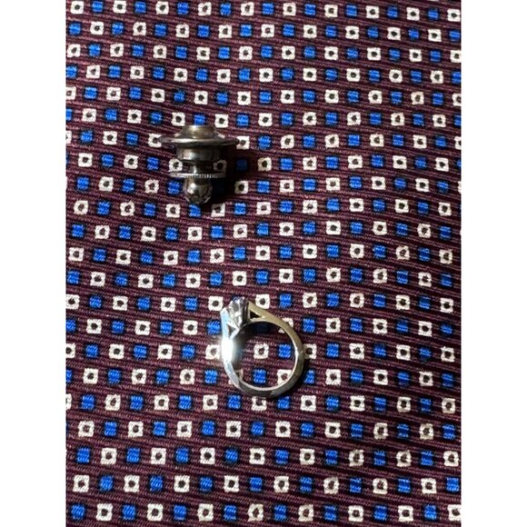 Vintage Silver Tone Tie  Tack Pin Clip Ring Shape - Picture 4 of 6